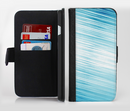 The Bright Diagonal Blue Streaks Ink-Fuzed Leather Folding Wallet Credit-Card Case for the Apple iPhone 6/6s, 6/6s Plus, 5/5s and 5c