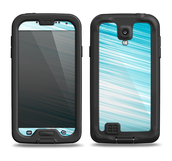 The Bright Diagonal Blue Streaks Samsung Galaxy S4 LifeProof Fre Case Skin Set