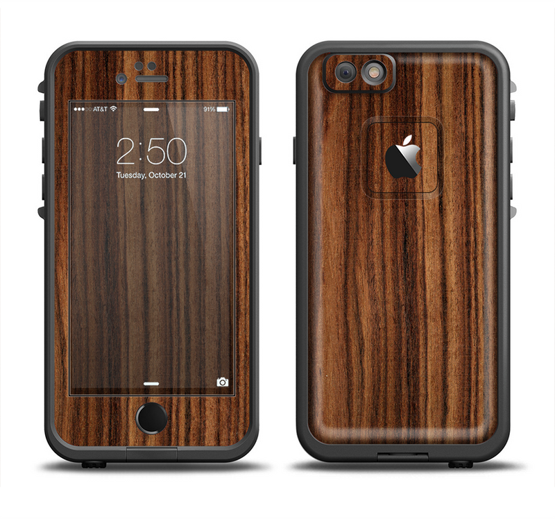 The Bright Ebony Woodgrain Apple iPhone 6/6s Plus LifeProof Fre Case Skin Set
