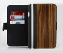 The Bright Ebony Woodgrain Ink-Fuzed Leather Folding Wallet Credit-Card Case for the Apple iPhone 6/6s, 6/6s Plus, 5/5s and 5c