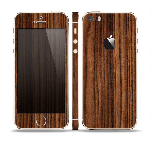 The Bright Ebony Woodgrain Skin Set for the Apple iPhone 5s