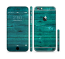The Bright Emerald Green Wood Planks Sectioned Skin Series for the Apple iPhone 6s Plus