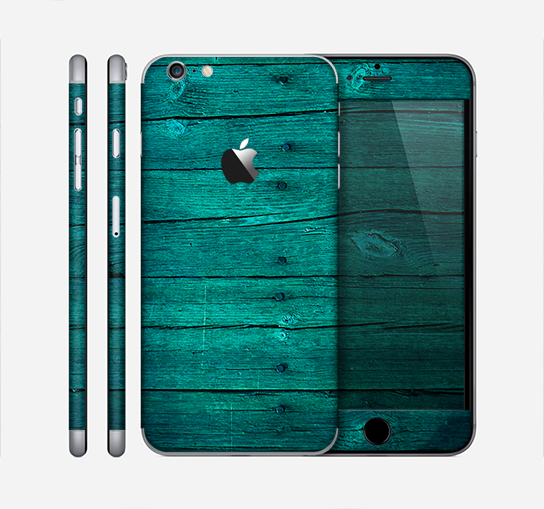 The Bright Emerald Green Wood Planks Skin for the Apple iPhone 6 Plus