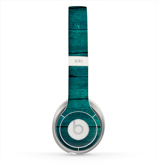 The Bright Emerald Green Wood Planks Skin for the Beats by Dre Solo 2 Headphones