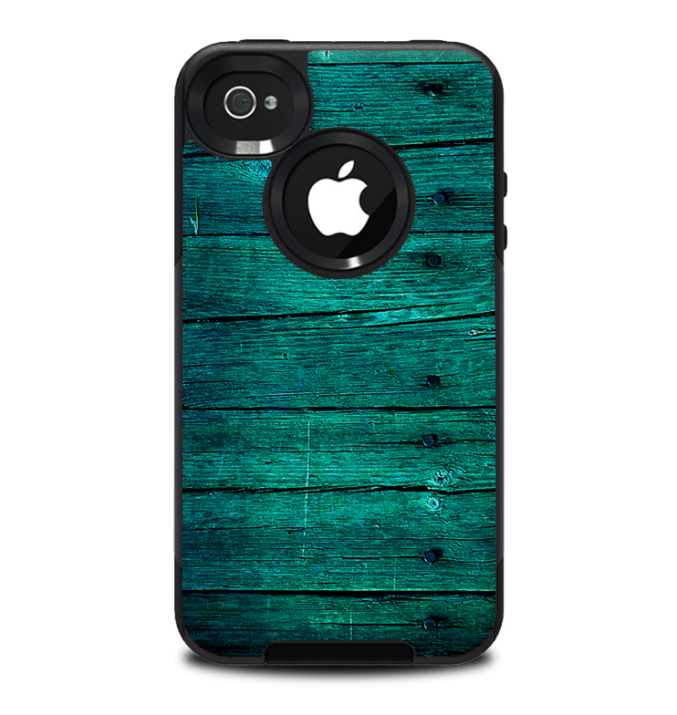 The Bright Emerald Green Wood Planks Skin for the iPhone 4-4s OtterBox Commuter Case