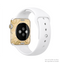 The Bright Gold Spiral Wood Pattern Full-Body Skin Kit for the Apple Watch