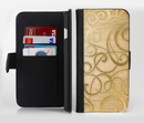 The Bright Gold Spiral Wood Pattern Ink-Fuzed Leather Folding Wallet Credit-Card Case for the Apple iPhone 6/6s, 6/6s Plus, 5/5s and 5c