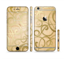 The Bright Gold Spiral Wood Pattern Sectioned Skin Series for the Apple iPhone 6s Plus