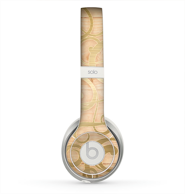 The Bright Gold Spiral Wood Pattern Skin for the Beats by Dre Solo 2 Headphones