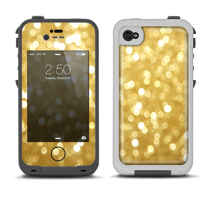 The Bright Golden Unfocused Droplets Apple iPhone 4-4s LifeProof Fre Case Skin Set