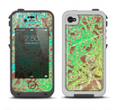 The Bright Green Floral Laced Apple iPhone 4-4s LifeProof Fre Case Skin Set