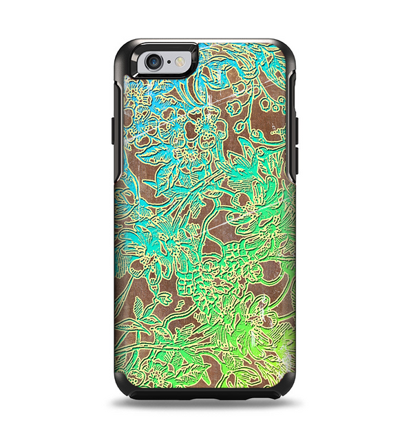 The Bright Green Floral Laced Apple iPhone 6 Otterbox Symmetry Case Skin Set