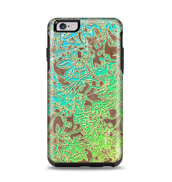 The Bright Green Floral Laced Apple iPhone 6 Plus Otterbox Symmetry Case Skin Set