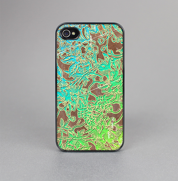 The Bright Green Floral Laced Skin-Sert for the Apple iPhone 4-4s Skin-Sert Case