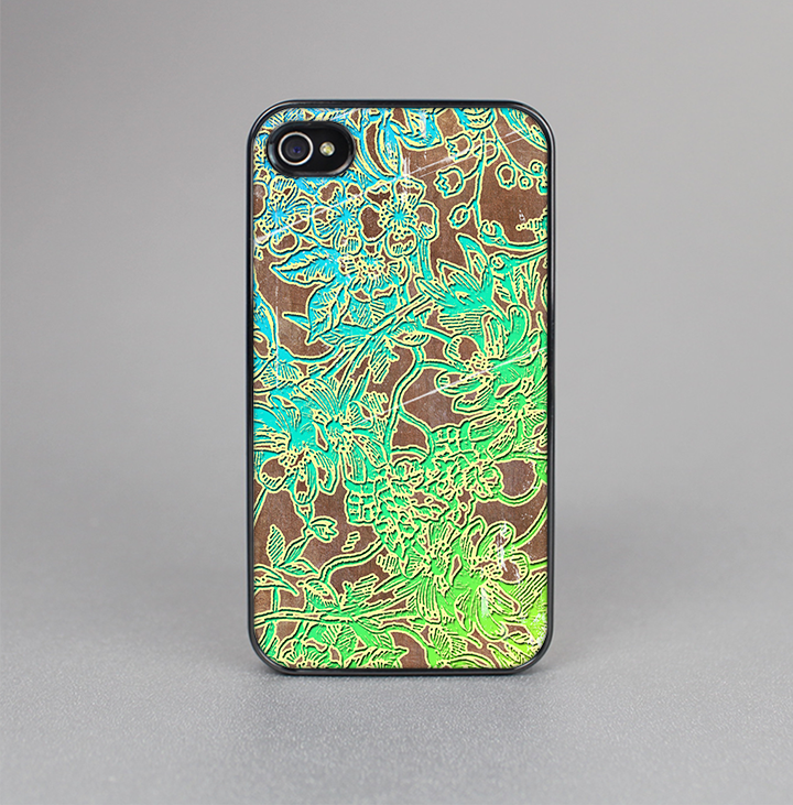 The Bright Green Floral Laced Skin-Sert for the Apple iPhone 4-4s Skin-Sert Case