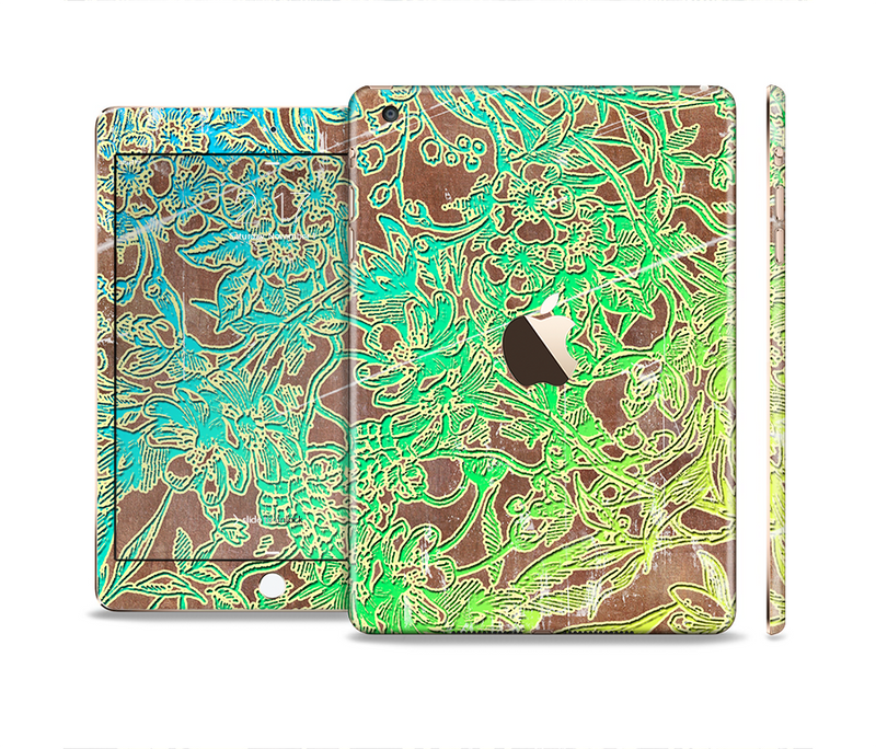 The Bright Green Floral Laced Full Body Skin Set for the Apple iPad Mini 3