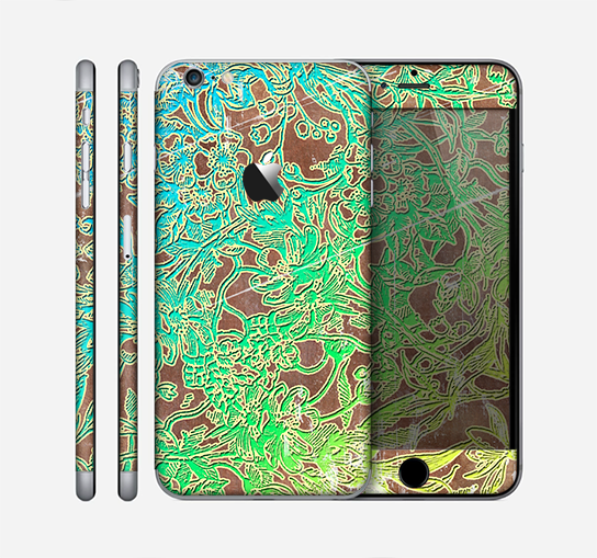 The Bright Green Floral Laced Skin for the Apple iPhone 6 Plus