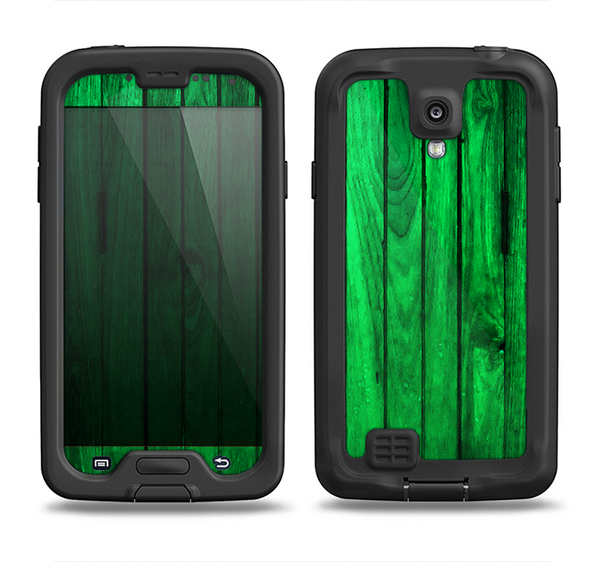 The Bright Green Highlighted Wood Samsung Galaxy S4 LifeProof Nuud Case Skin Set