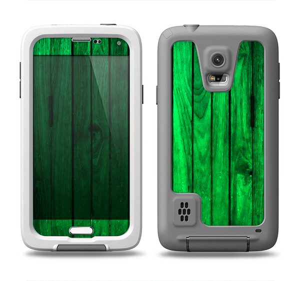 The Bright Green Highlighted Wood Samsung Galaxy S5 LifeProof Fre Case Skin Set