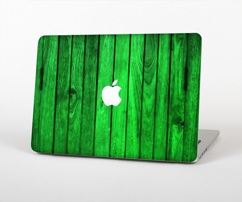 The Bright Green Highlighted Wood Skin Set for the Apple MacBook Pro 15" with Retina Display