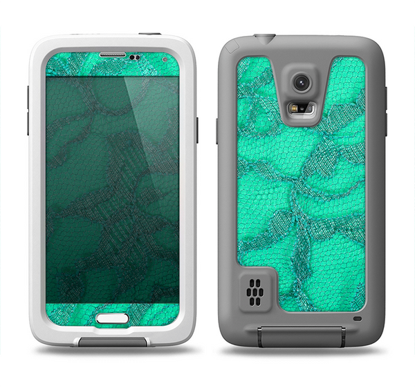The Bright Green Textile Lace Samsung Galaxy S5 LifeProof Fre Case Skin Set