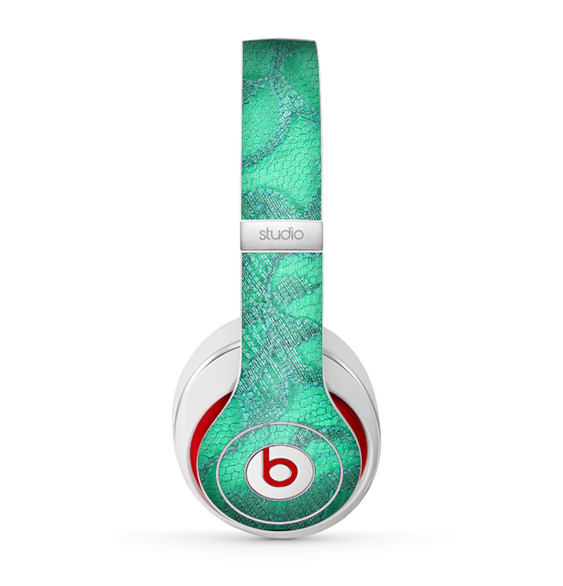 The Bright Green Textile Lace Skin for the Beats by Dre Studio (2013+ Version) Headphones