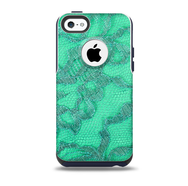 The Bright Green Textile Lace Skin for the iPhone 5c OtterBox Commuter Case