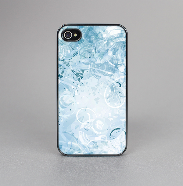 The Bright Light Blue Swirls with Butterflies Skin-Sert for the Apple iPhone 4-4s Skin-Sert Case