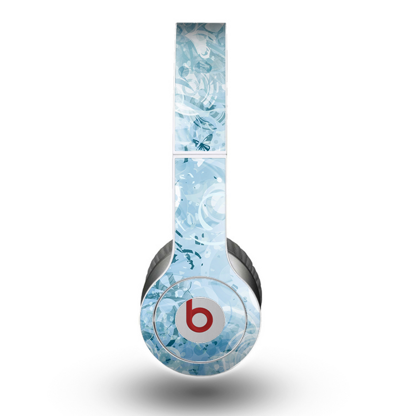 The Bright Light Blue Swirls with Butterflies Skin for the Beats by Dre Original Solo-Solo HD Headphones