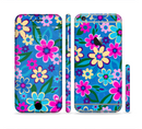The Bright Pink & Blue Vector Floral Sectioned Skin Series for the Apple iPhone 6 Plus
