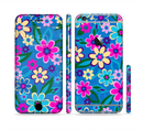 The Bright Pink & Blue Vector Floral Sectioned Skin Series for the Apple iPhone 6s Plus
