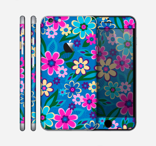 The Bright Pink & Blue Vector Floral Skin for the Apple iPhone 6 Plus