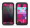 The Bright Pink Cartoon Owls with Flowers and Butterflies Samsung Galaxy S4 LifeProof Fre Case Skin Set