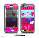 The Bright Pink Cartoon Owls with Flowers and Butterflies Skin for the iPhone 5c nüüd LifeProof Case