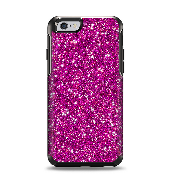 The Bright Pink Glitter Apple iPhone 6 Otterbox Symmetry Case Skin Set