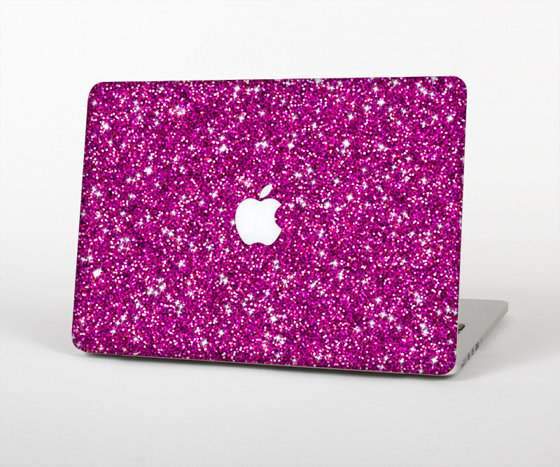 The Bright Pink Glitter Skin Set for the Apple MacBook Pro 15" with Retina Display