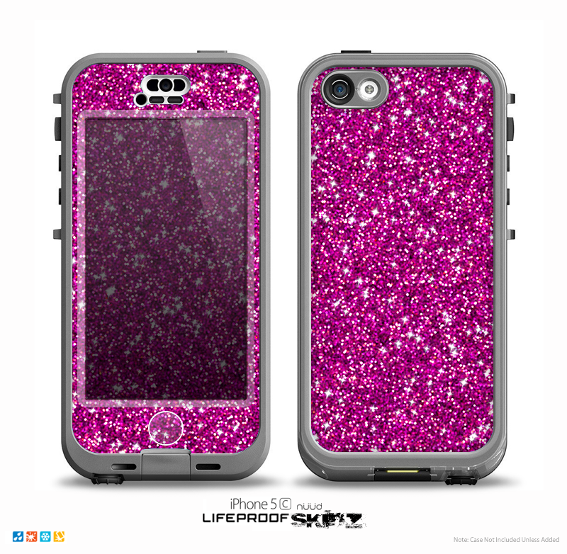 The Bright Pink Glitter Skin for the iPhone 5c nüüd LifeProof Case