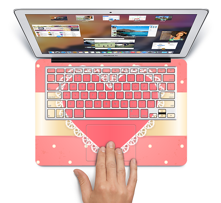 The Bright Pink Heart Lace V3 Skin Set for the Apple MacBook Pro 15" with Retina Display