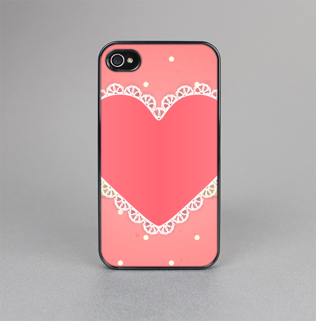The Bright Pink Heart Lace V3 Skin-Sert for the Apple iPhone 4-4s Skin-Sert Case