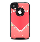 The Bright Pink Heart Lace V3 Skin for the iPhone 4-4s OtterBox Commuter Case