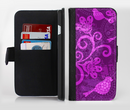 The Bright Pink & Purple Floral Paisley Ink-Fuzed Leather Folding Wallet Credit-Card Case for the Apple iPhone 6/6s, 6/6s Plus, 5/5s and 5c