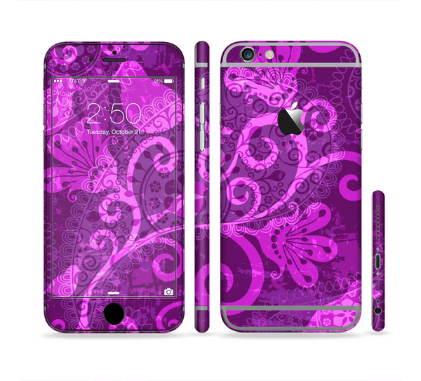 The Bright Pink & Purple Floral Paisley Sectioned Skin Series for the Apple iPhone 6 Plus