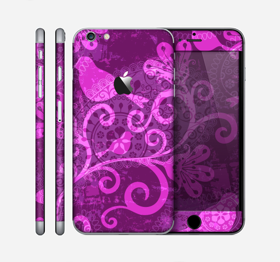 The Bright Pink & Purple Floral Paisley Skin for the Apple iPhone 6 Plus