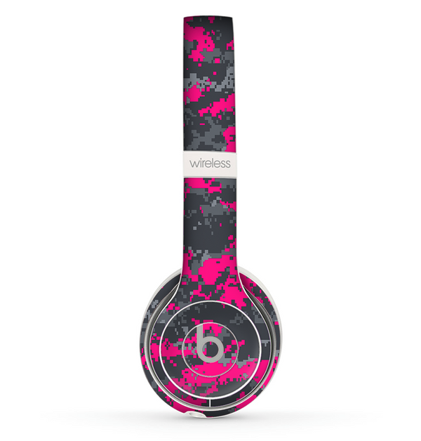 The Bright Pink V2 and Gray Digital Camouflage Skin Set for the Beats by Dre Solo 2 Wireless Headphones