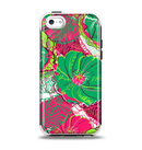 The Bright Pink and Green Flowers Apple iPhone 5c Otterbox Symmetry Case Skin Set