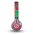 The Bright Pink and Green Flowers Skin for the Beats by Dre Mixr Headphones