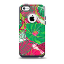The Bright Pink and Green Flowers Skin for the iPhone 5c OtterBox Commuter Case