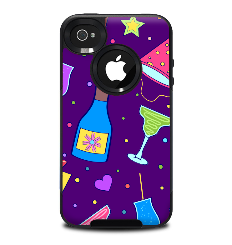 The Bright Purple Party Drinks Skin for the iPhone 4-4s OtterBox Commuter Case
