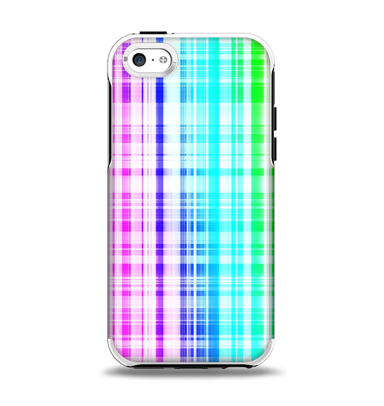 The Bright Rainbow Plaid Pattern Apple iPhone 5c Otterbox Symmetry Case Skin Set