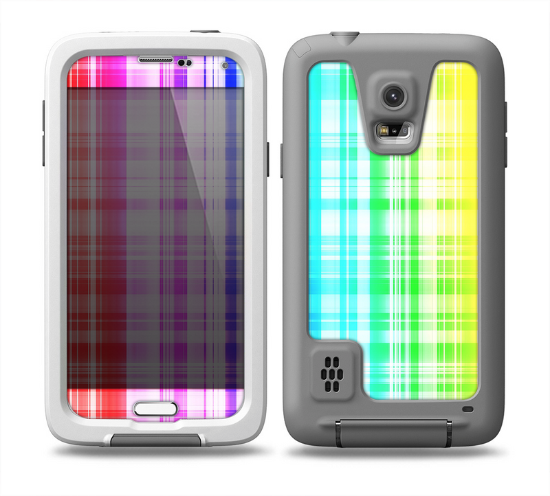 The Bright Rainbow Plaid Pattern Skin for the Samsung Galaxy S5 frē LifeProof Case